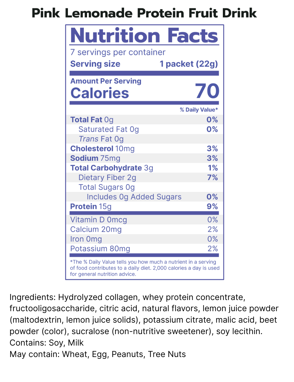Pink lemonade drink nutrition facts (70 calories)